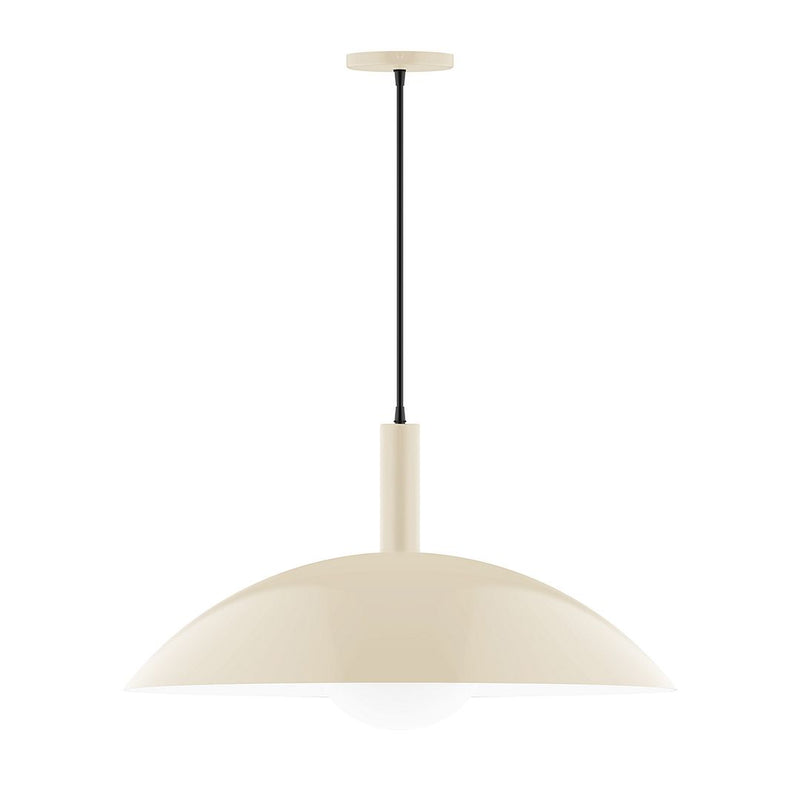 Cream glass globe pendant with black cord and matching canopy, 24-inch dome globe