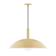 Ivory pendant light with frosted glass globe and black cord