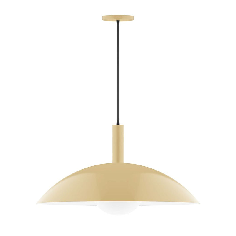 Ivory pendant light with frosted glass globe and black cord