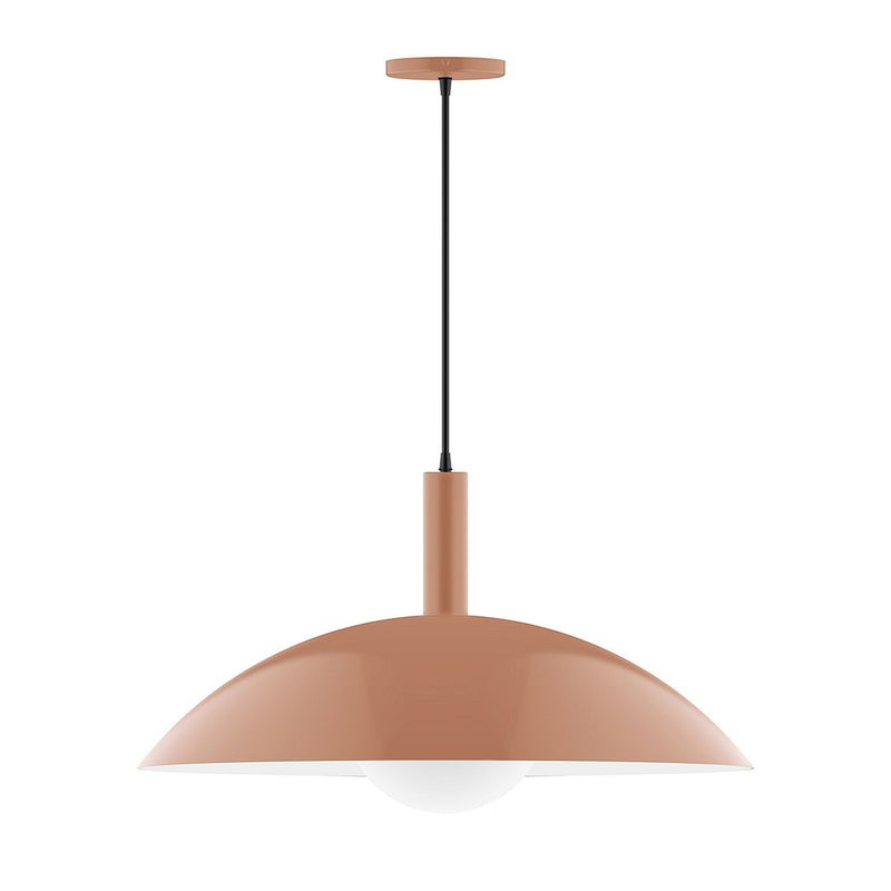 Terracotta glass globe pendant light with dome shade and black cord