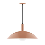 Terracotta glass globe pendant light with black cord and round metal canopy