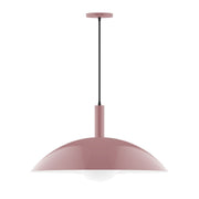 Mauve dome glass pendant shade with hanging cord and round canopy