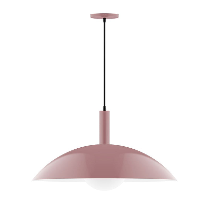 Mauve dome glass pendant shade with hanging cord and round canopy