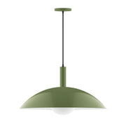 Fern green pendant light with dome shade and clear glass globe