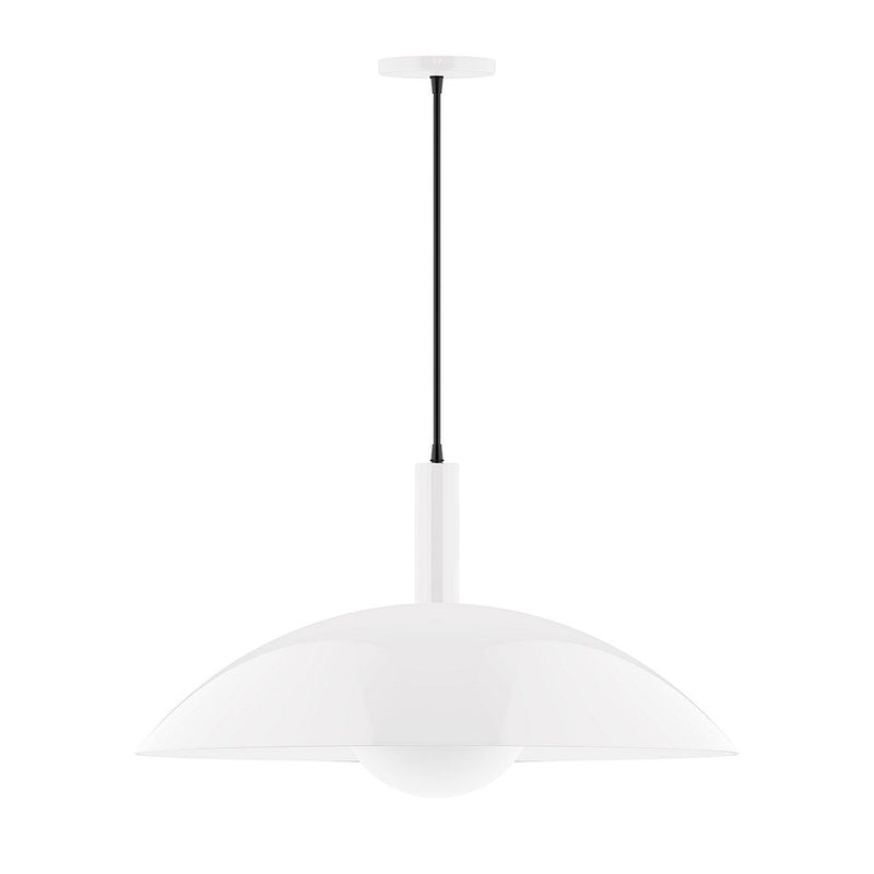 24-inch glass globe pendant light with white dome shade and cord