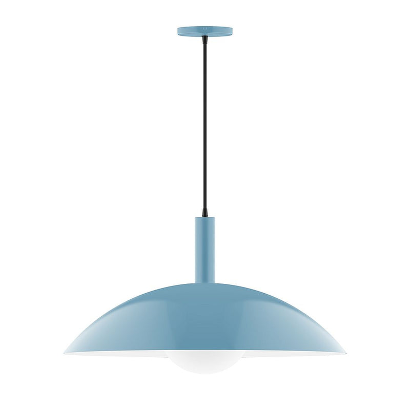 Light blue glass globe pendant light with dome shade and hanging cord