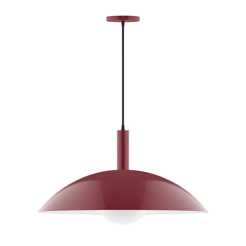 Barn red pendant light with dome shade and hanging cord, 24-inch size