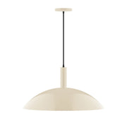 Cream LED pendant with dome shade and black hanging cord, 24-inch size