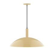 Ivory dome pendant light with black cord, 24 in shade