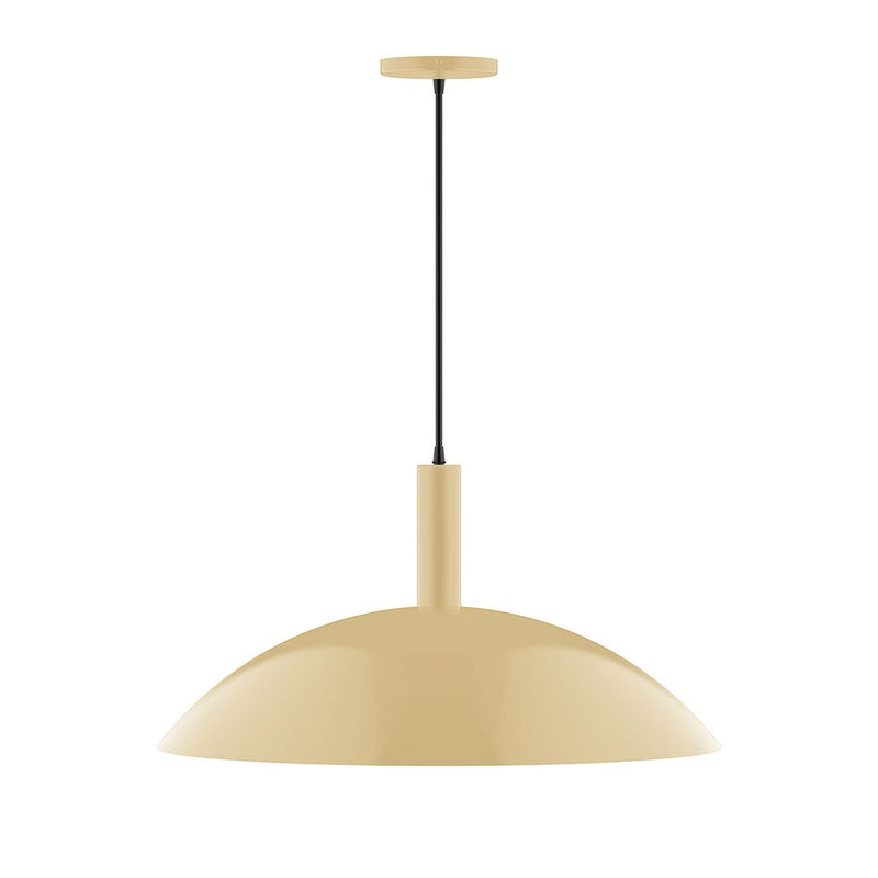 Ivory dome pendant light with black cord, 24 in shade