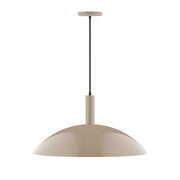 Clay dome pendant light with black cord and slim canopy, 24 in shade