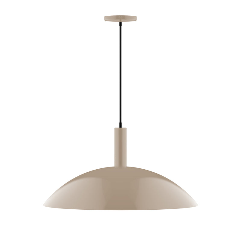 Clay dome pendant light with black cord and slim canopy, 24 in shade
