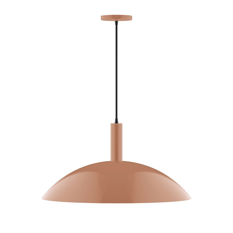 Terracotta dome pendant light with black cord and slim canopy