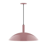 Mauve dome pendant light with black cord and round ceiling canopy