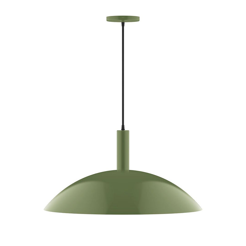 Glow LED pendant light with fern green dome shade and hanging cord