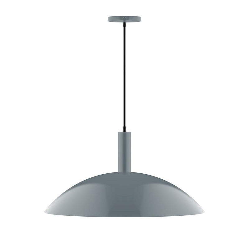 Slate gray dome pendant lamp with hanging stem and canopy