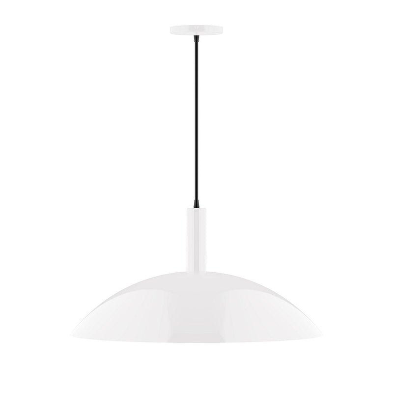 LED pendant light with white dome shade and cord drop