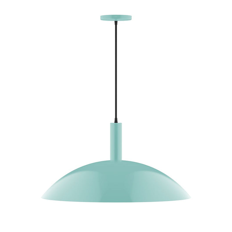 Sea green 24-inch pendant lamp with dome shade and black hanging cord