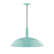 24-inch LED pendant with sea green dome shade and black cord