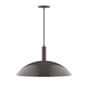 LED pendant light with architectural bronze dome shade and hanging cord, 24 in