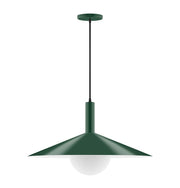 Forest green pendant lamp with glass globe shade and long black cord