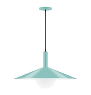 Sea green glass globe pendant light with fabric shade, 24 in.