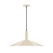 Cream LED pendant light with wide bell shade and hanging black cord