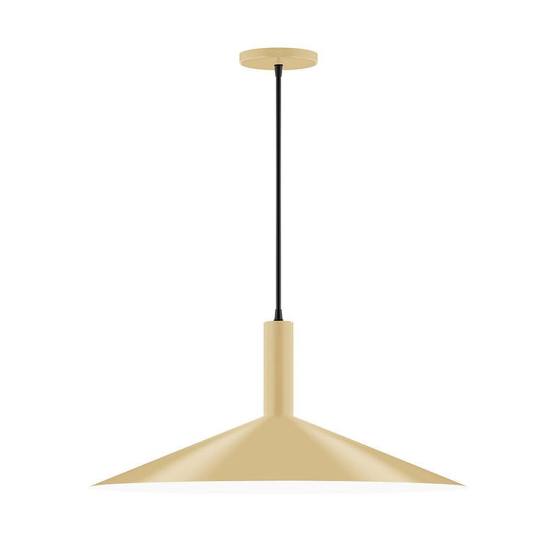 Ivory 24-inch pendant lamp with bell shade and black cord