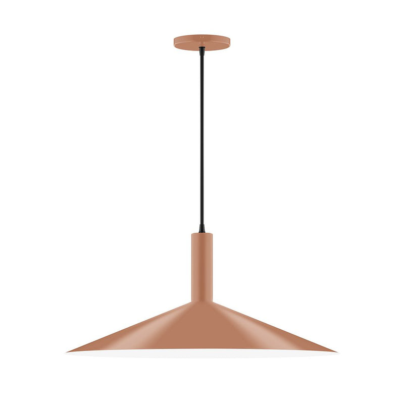 Terracotta pendant lamp shade with black cord and ceiling canopy, 24-inch size