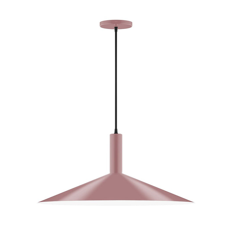 Mauve 24-inch pendant lamp with conical shade and ceiling canopy.