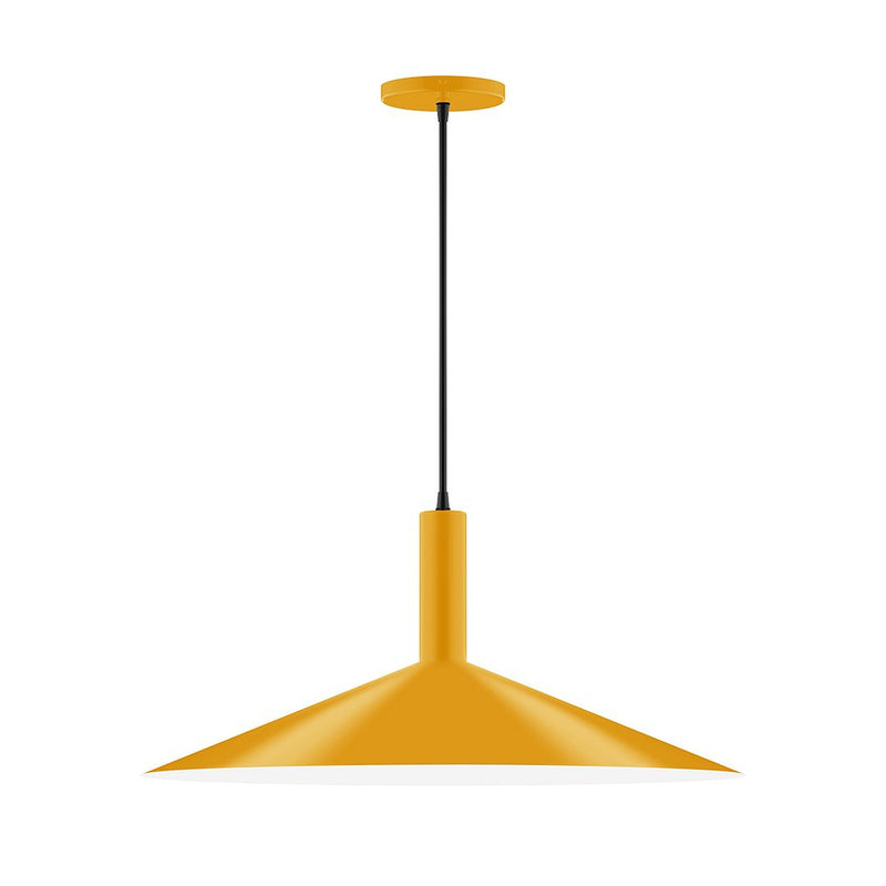 Bright yellow pendant lamp with flared dome shade and black cord, 24-in hanging