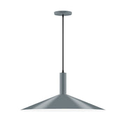 Slate gray pendant light with conical shade and black cord, 24 in