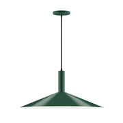 Forest green LED pendant light with wide bell shade and black cord