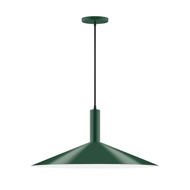 Zing 24 in pendant with forest green cone shade and straight black cord