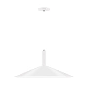 White LED pendant light with tapered dome shade and vertical stem