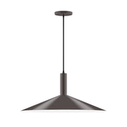 LED pendant light with architectural bronze canopy and dome-shaped shade
