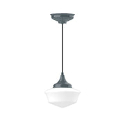 Slate gray 12 in pendant with white glass shade and hanging canopy