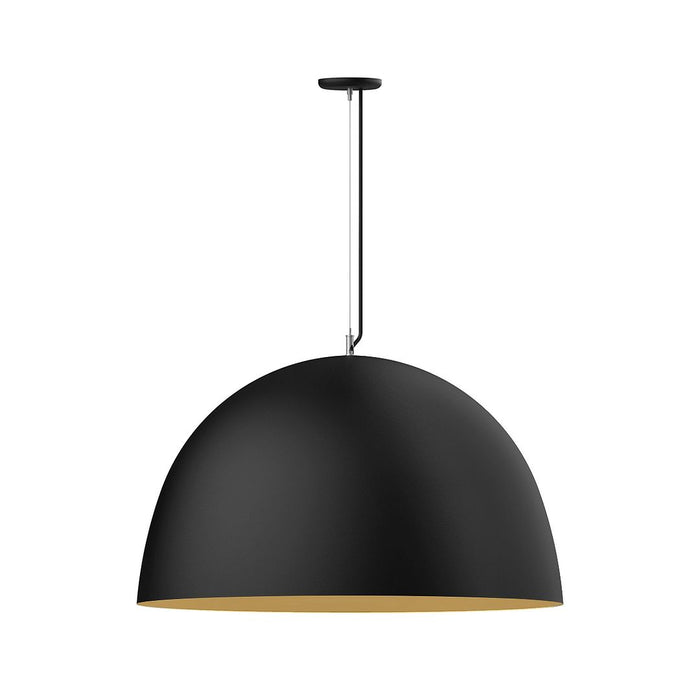 Xl Choices Deep Dome 36" LED Pendant Light in Black with Gold Matte Interior