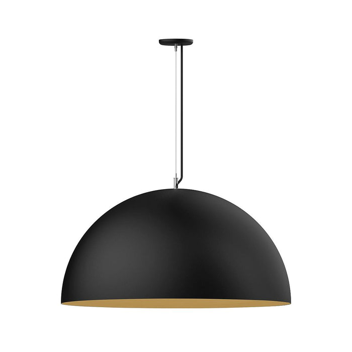 Xl Choices Shallow Dome 36" LED Pendant Light in Black with Gold Matte Interior