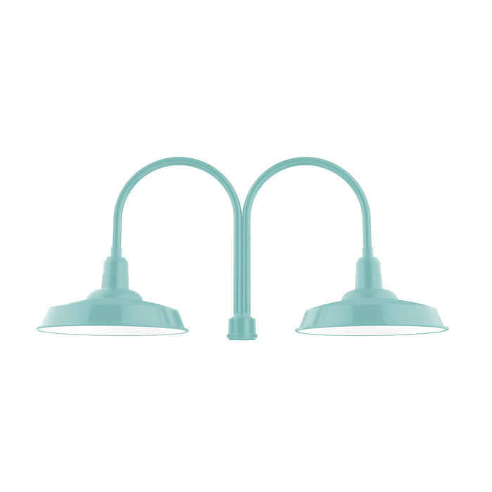 Warehouse 18" LED 2-light post top mount in Sea Green | Montclair Light Works