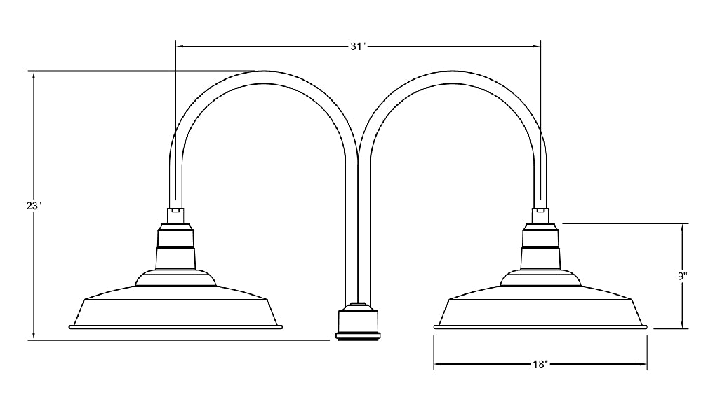 Warehouse 18" 2-light post top mount in Architectural Bronze | Montclair Light Works