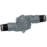 Slate gray gooseneck wall light connector with threaded ends and wiring port