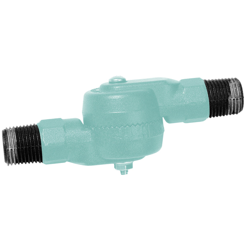 Sea green LED gooseneck wall light close-up of threaded ends and connector