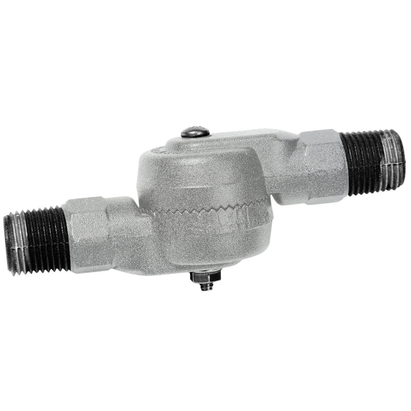 Painted galvanized gooseneck light connector with threaded ends and mounting joint, dark gray