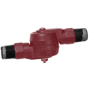 Barn red wall light connector with threaded ends and central mounting joint