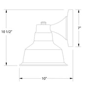 Wall light diagram: 10in wide, 10.5in high, 7in deep
