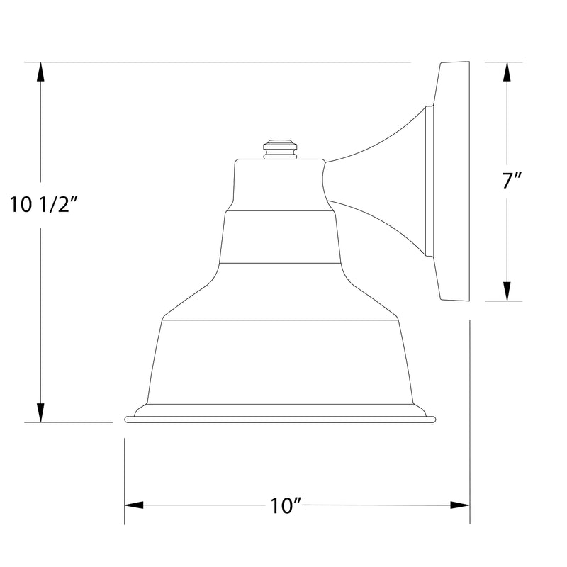 Wall light diagram: 10in wide, 10.5in high, 7in deep