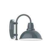 Slate gray 8 in wall sconce with curved arm and domed metal shade