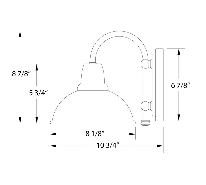 Cafe 8" LED Wall Sconce in Forest Green Line Drawing