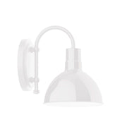 White LED wall sconce with dome shade and curved gooseneck arm